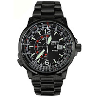 Đồng Hồ Citizen Nam Đa Chức Năng Dây Kim Loại Máy Eco-Drive BJ7019-62E - Mặt Đen (42.5mm)