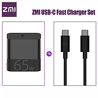 ZMI USB-C Fast Charger 65W With USB-C to USB-C Data Cable Fast Charging Power Adapter Foldable Plug For iPhone iPad