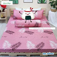 Bộ ga gối poly cotton loại đẹp mẫu TIM KẺ SỌC, drap giường bo chun bọc nệm (1 ga + 2 vỏ áo gối) giá rẻ