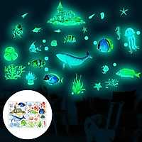 4x Under The Sea World Wall Stickers for Bathroom Home Living Room Ornaments
