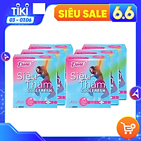 Combo 6 Băng vệ sinh Diana Siêu thấm Cool Fresh Siêu mỏng Cánh gói 8 miếng