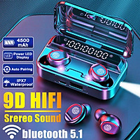 HD 9D Wireless TWS HiFi bluetooth 5.1 Earbuds CVC8.0 Noise Reduction Stereo Headset LED Display Headset Waterproof Dual Headphones (8000mAh Power Charging Box)