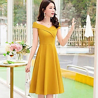 Đầm nữ xòe trễ vai voan 2 lớp sang chảnh quý phái