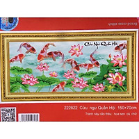 Tranh thêu chữ thập 3d Cửu Ngư Quần Hội 222822-150x70cm