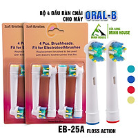 Cho máy Braun Oral-B, Bộ 4 đầu bàn chải đánh răng điện - Đánh bật cao răng- EB-25A-Cho răng sáng bóng