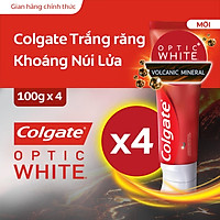 Bộ 4 kem đánh răng làm trắng răng Colgate Optic White từ khoáng núi lửa 100g