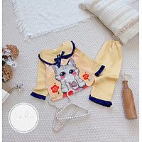 Bộ Lụa Dài Tay Cho Bé Gái Chất Lụa Satin In 3D Size 7-20kg Đồ Bộ Mặc Nhà Babi mama - BPN03