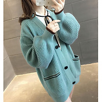 Áo cardigan len nữ dáng rộng tay phồng tiểu thư, thời trang thương hiệu chính hãng