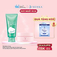 Sữa rửa mặt dành cho da mụn Senka Perfect Whip Acne Care 100g - Tặng Kem dưỡng trắng da ban đêm Senka 15g