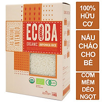 Gạo Nhật hữu cơ cao cấp/ECOBA Sakura 1kg - Nấu cháo cho bé ăn dặm - Hạt tròn, cơm mềm dẻo ngọt - 100% Organic