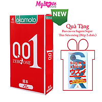 Bao Cao Su Okamoto Zero One Siêu Mỏng 0,01 Hộp 4 Chiếc Nhật Bản + Tặng 1 Hộp Bao Cao Su Sagami Xtreme Super Thin Siêu Mỏng 0,03 mm Hộp 2 Chiếc Nhật Bản