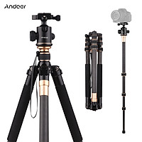 Andoer 160cm/63in Portable Photography Tripod Monopod Stand Carbon Fiber 360° Rotatable Ball Head 12kg/26lbs Load