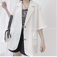 Áo blazer nữ cộc tay, áo vest nữ chất mát dáng rộng 2 khuy 3 màu xinh xắn