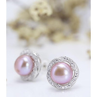 Bông Tai Bạc Ngọc Trai Cho Nữ Ánh Tím B-1304 Tím Bảo Ngọc Jewelry