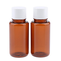 2Pcs Empty Amber + White Plastic Bottles Tubes Screw Caps Containers for Shampoo Lotions Toners