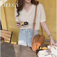 Áo Sơ Mi Nữ Tay Ngắn Cổ Chữ V Họa Tiết Chấm Bi Thời Trang