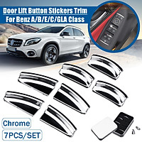 7PCS Chrome Door Lift Button Stickers Trim Cover For Benz A/B/E/C/GLA Class X166
