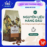 Cà Phê Phin Robusta Dạng Bột HANCOFFEE Hạt Rang Xay Nguyên Chất Hương Bơ, Socola Đen Vị Đậm, Đắng, Dễ Chịu (Túi 500g) - HN100RB1