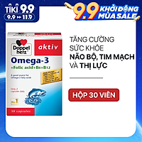 Viên uống tăng cường thị lực, tim mạch và não bộ Doppelherz Aktiv Omega-3 + Folic acid + B6 + B12 (Hộp 30 viên)