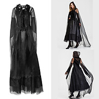 Women's Gothic Victorian Witch Vampire Dress Medieval Renaissance Halloween Cosplay Hooded Costume