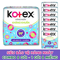 Lốc 8 Gói Băng Vệ Sinh Kotex Hằng Ngày Siêu Bảo Vệ - Mỗi Gói 8 Miếng - HSD Luôn Mới