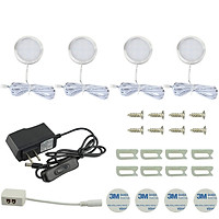 LED 4 in 1 Puck Lights Set Under Kitchen Cabinet Counter Wired Light with Switch
