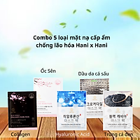 Combo trải nghiệm 5 loại mặt nạ cấp ẩm, chống lão hóa, tái tạo da, giảm nhăn, tăng đàn hồi và cân bằng dầu Hani x Hani (Gồm tinh chất Collagen, Ốc Sên, Hyaluronic Acid, Trứng cá đen và dầu da cá sấu)