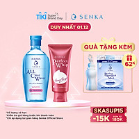 Bộ sản phẩm dưỡng trắng và sáng hồng da Senka (Sữa rửa mặt Perfect Whip Berry Birght 100g + Nước tẩy trang All Clear Water Micellar Formula White 230ml)