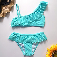 2-14 Năm Đồ Bơi Bé Gái Trẻ Em Hạc Hoạt Hình Thiếu Niên Cô Gái Bikini 1 Vai Tập Đi Cho Trẻ Sơ Sinh Bé Gái Áo Tắm thảm Chùi Chân Lông Xù