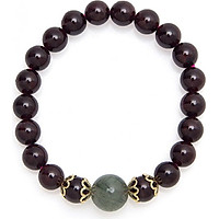 Gembank Vòng Tay Đá Hồng Thạch Lựu Garnet Mix Đá Thạch Anh Tóc Xanh Tự Nhiên 9MM