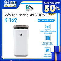 Máy Lọc Không Khí Dhome k -169 (sử dụng cho phòng 20m2 - 60m2 ) - Diệt Vi Khuẩn Bằng Tia UV- Tạo Ion Âm Thông Minh- Hàng Chính Hãng