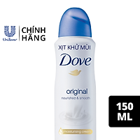 Xịt khử mùi Dove Original Nourished & Smooth Hương dịu nhẹ Dưỡng da Sáng mịn dành cho nữ, 150ml