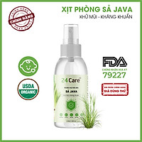 Xịt Phòng Tinh Dầu Sả JaVa Hữu Cơ Organic 24Care 50ML/100ML - Kháng khuẩn - Khử mùi hôi - Đuổi muỗi, kiến ba khoan, Vắt, côn trùng - Hương thơm thư giãn.