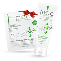 Gel Rửa Mặt Sáng Da Dịu Nhẹ M.O.C - Tặng 1 Miếng Mặt Nạ Sinh Học Dịu Da M.O.C - Gel chiết xuất Saffron dành cho da nhạy cảm, kháng viêm, ngừa mụn, tăng sinh Collagen, tăng đề kháng cho da, ngăn ngừa lão hóa