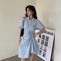 Váy thô cổ sơ mi giúm eo t.anh