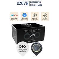 Bao cao su siêu mỏng OLO Manly đen, nhiều gel bôi trơn, hương thơm nhẹ - Hộp 10 bcs
