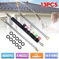 13Pcs/Set 4000PSI Pressure Washer Wand Extension Replacement Lance with 6 Spray Nozzle Tips, 1/4" Quick Connect with 10 Replaceable Anti-Leaked Ring