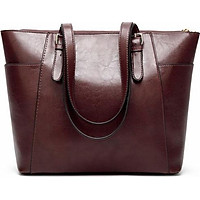 French Retro Tote Bag For Women Oil Wax Leather Handbag