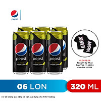 Lốc 6 Lon Nước Uống Có Gaz Pepsi Vị Chanh Không Calo (320ml/Lon)