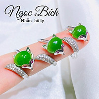 NHẪN BẠC HỒ LY NG.ỌC BÍCH THIẾT KẾ FREESIZE