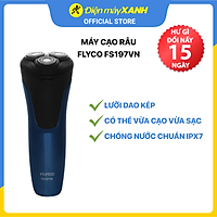 Máy Cạo Râu Flyco FS197VN 3 Lưỡi Kép Thân Máy Kháng Nước Sạc Nhanh 1 Giờ Cáp Sạc USB - Hàng Chính Hãng