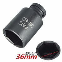 36mm Black Hex 6 Point 1/2" Drive Deep Spindle Axle Nut Socket Chrome Steel