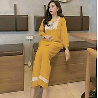 Bộ đồ bầu sau sinh mặc nhà Hàn Quốc, chất thoáng mát, tiện cho mẹ ty