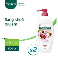 Bộ 2 Sữa tắm Palmolive sảng khoái dịu êm 100% chiết xuất từ hoa anh đào 500g