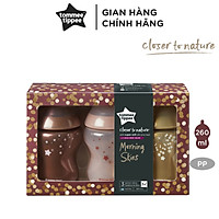 Bộ bình sữa Morning Skies ty siêu mềm tự nhiên Tommee Tippee Closer to Nature, núm ty đi kèm 3-6 tháng (3 bình x 260ml)