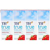 Big C - Lốc 4 hộp sữa chua uống Th True dâu 180ml - 12112