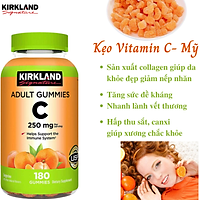 Kẹo Dẻo Vitamin C 250mg Kirkland Adult Gummies 180 Viên Của Mỹ - Tăng Cường Sức Đề Kháng và Hệ Miễn Dịch, Cho Làn Da Trắng Sáng Mịn Màng, Mờ Sẹo, Giảm Thâm, Nám, Mụn