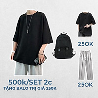 Set bộ nam nữ unisex tay lỡ, quần ống xuông size M-2XL (40-80kg) mùa hè cá tính chất cotton