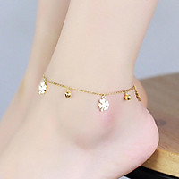 Lắc chân cỏ bốn lá may mắn gắn chuông sang trọng nữ tính Titan không đen