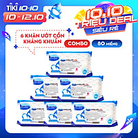 Combo thùng 6 gói Khăn ướt cồn kháng khuẩn cao cấp iHomeda ( 80 Miếng/ Gói) - Combo 6 of iHomeda premium anti-bacteria alcohol wipes ( 80 sheets per packpage)